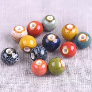 20pcs Round 10mm Fancy Glazed Handmade Ceramic Porcelain Loose Spacer Beads Lot For Jewelry Making DIY Bracelet Findings