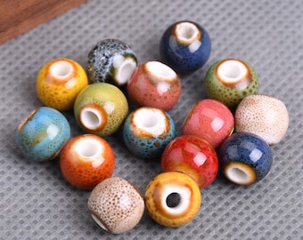 30pcs Round 8mm Fancy Glazed Handmade Ceramic Porcelain Loose Spacer Beads Lot For Jewelry Making DIY Bracelet Findings