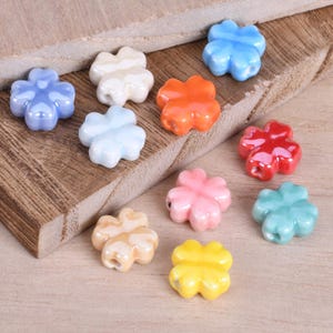 10pcs Cross Flower Shape 12mm Glossy Glazed Ceramic Porcelain Loose Beads For Jewelry Making DIY Crafts Findings Beading Supplies