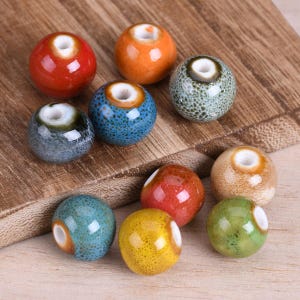 10pcs Round 12mm Fancy Glazed Handmade Ceramic Porcelain Loose Spacer Beads Lot For Jewelry Making DIY Bracelet Findings