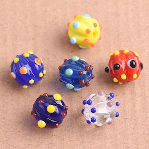 5pcs Round 12mm Pumkin Shape Handmade Lampwork Glass Loose Beads For Jewelry Making DIY Crafts Findings