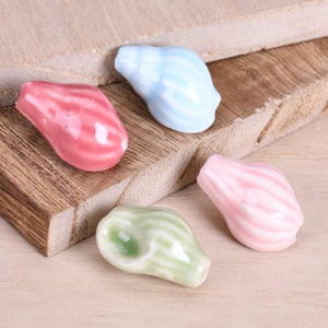 5pcs Conch Shape 20x14mm Handmade Glazed Ceramic Porcelain Loose Beads For Jewelry Making DIY Crafts Findings