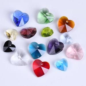 10pcs Heart Shape 10mm 14mm Faceted Crystal Glass Top Drilled Pendants Loose Beads For Jewelry Making DIY Crafts Findings Accessories