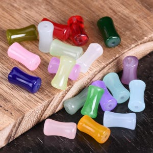 20 pezzi di perline di vetro sciolte a forma di tubo di bambù da 12 x 6 mm fatte a mano per la creazione di gioielli fai da te
