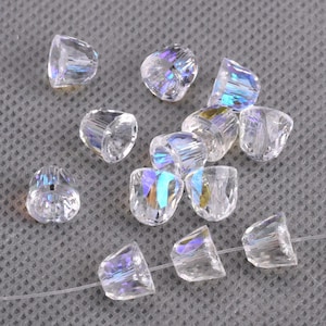10pcs Bell Shape 8.6x7.4mm Clear AB Moon Light Faceted Crystal Glass Loose Beads For Jewelry Making DIY Crafts Findings