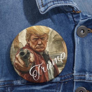 Donald Trump Western Cowboy Round Pin, Patriotic Political Button for Inauguration Day, Conservative MAGA Christmas Gift