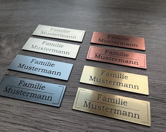 Klingelschild, Namensschild, Türschild, Briefkasten, Gravur, wetterfest, Wunschtext, Personalisiert, selbstklebend 0,8mm