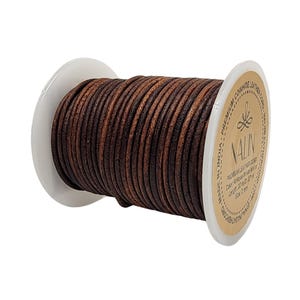 thumbnail image 2 of Braided Leather Cord – 5mm Round – Natural & Antique Brown – GGfootcare 2 of 6