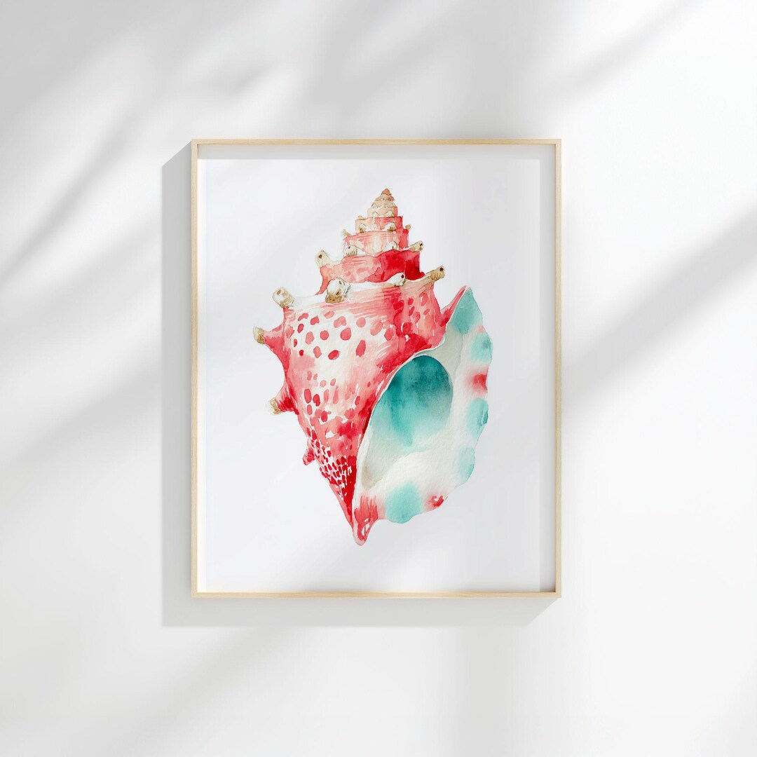 Seashell Wall Art Printable | Coastal Conch Shell Decor | Beach ...