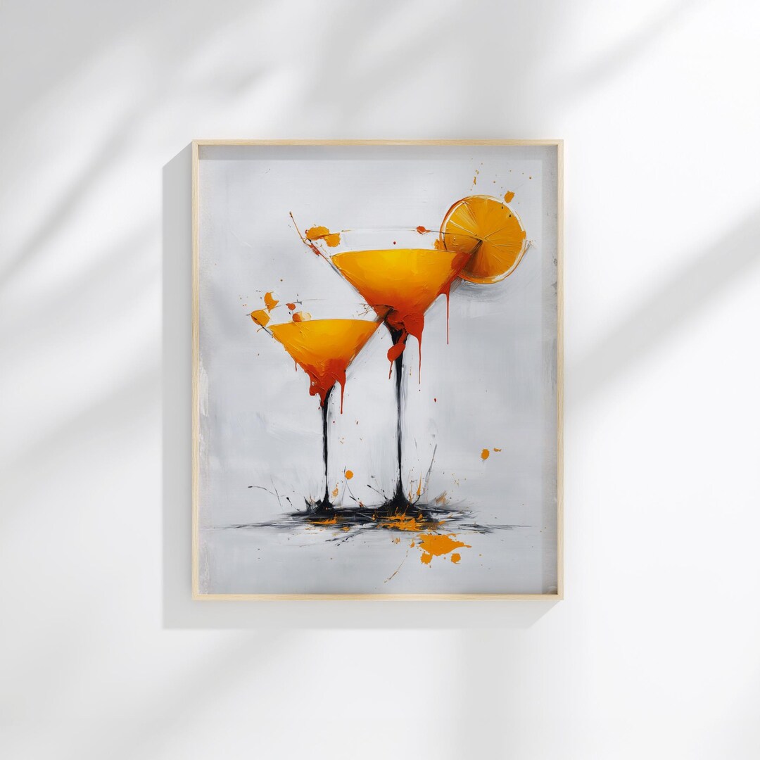 Abstract Cocktail Wall Art Printable | Modern Mixology Artwork | Orange ...