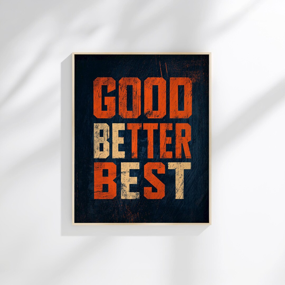 Good Better Best Wall Art Printable | Motivational Quote Poster | Navy ...