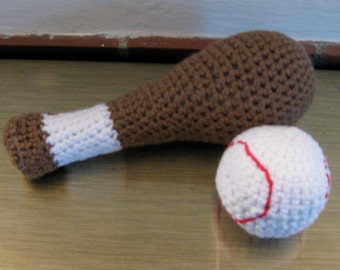 Baseball Bat and Ball, Stuffed Toy,  Handmade