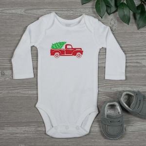 Weihnachten LKW Baby Body - rote LKW Säugling Outfit - Babys erste Weihnachten