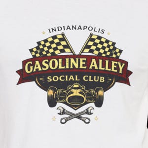 Shirt Gasoline Alley Social Club, Indy 500 Vintage Racing-T-shirt, Indianapolis Race Weekend-shirt afbeelding 1