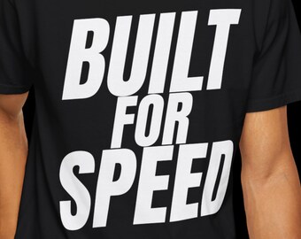 Shirt gebouwd voor snelheid, raceshirt, motorsport-T-shirt, racedagshirt, autoraceshirt