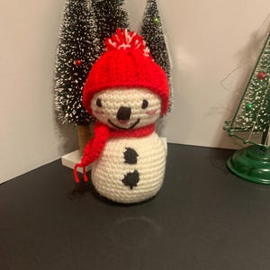 Adorable Crochet Snowman w/Removable Hat