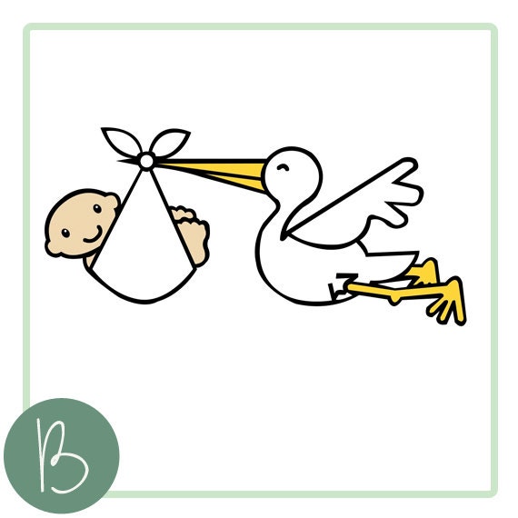 Cigogne Et Bebe Svg File Etsy