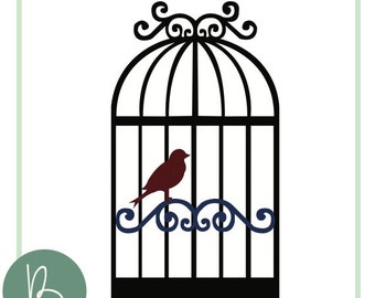 Bird with Cage SVG File