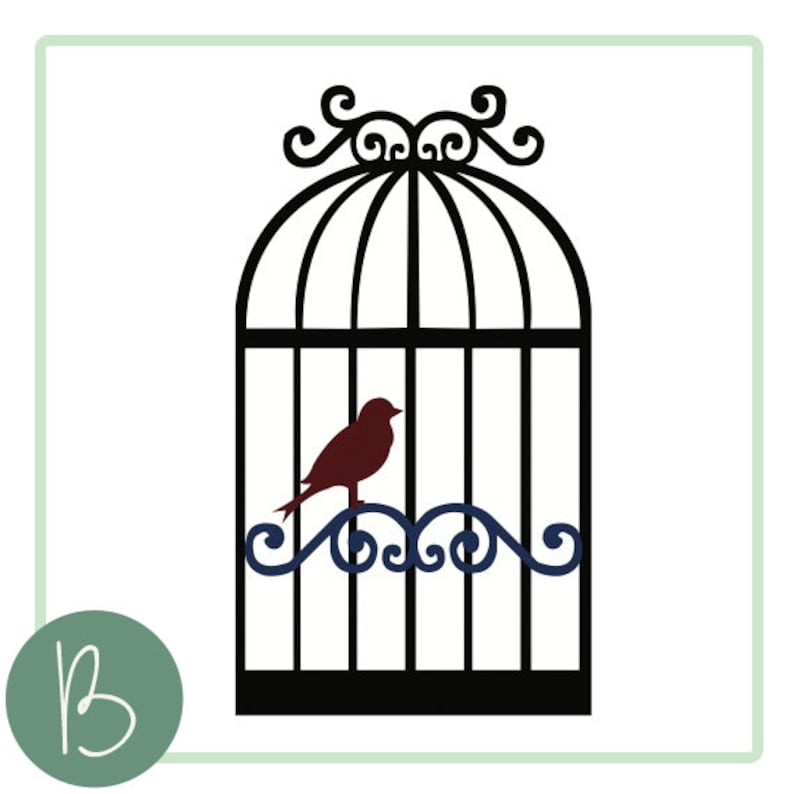 Bird with Cage SVG File image 1