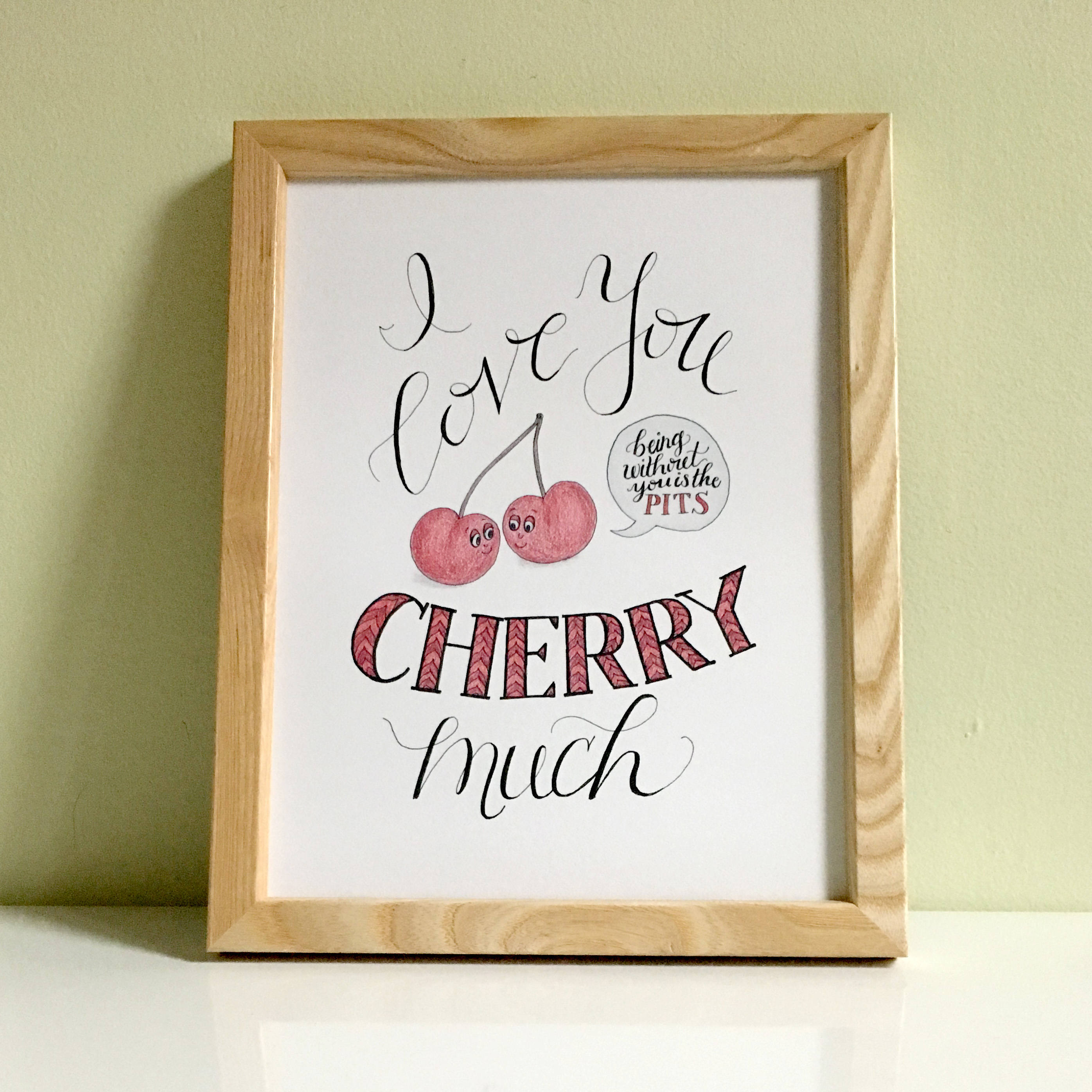 Digital Download art Fruit Pun Love you Cherry Much wall Etsy