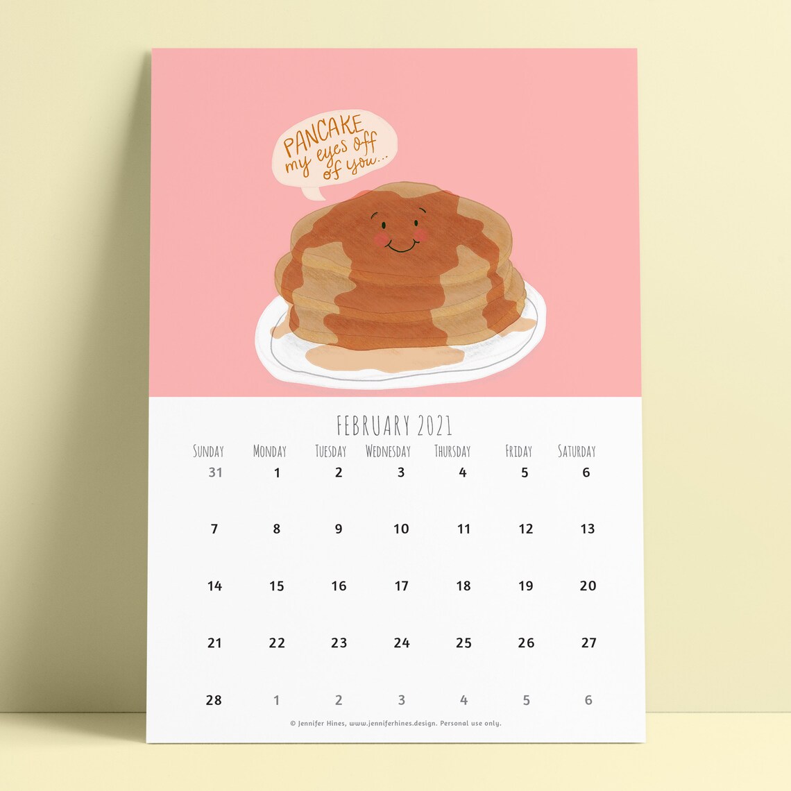 Food pun calendar printable calendar 2021 calendar Etsy