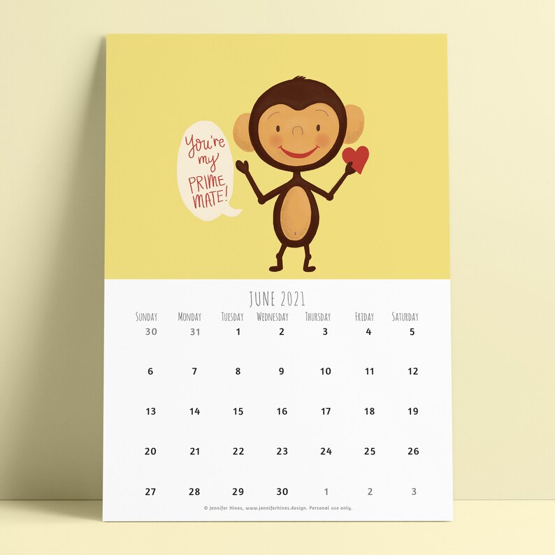 Animal pun calendar printable calendar 2021 calendar Etsy