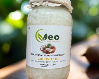 Aceite de coco / Aceite 100% puro prensado en frío de madera tradicional