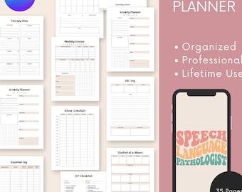 Planificador de logopedia 2025 / Organizador de logopedia y kit de herramientas de IEP / Plantillas editables de Canva para logopedas y logopedas escolares