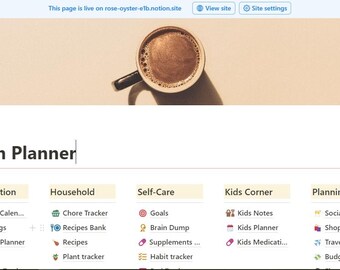 Ultimate Mom Planner for Notion | Busy Mom Dashboard with Master Calendar, Chore and Meal Trackers, Kids’ Schedules & Self-Care Tools