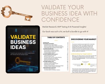Valider le lot d'idées d'affaires | Étude de marché, test MVP et pack d'invites d'IA | Boîte à outils de validation de démarrage pour les entrepreneurs