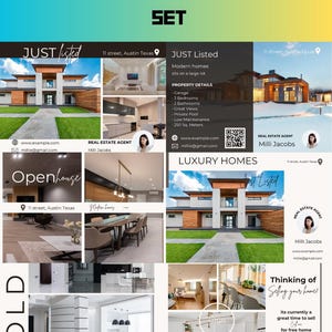 31 Postkarten | Realtor Canva Vorlagen | Bearbeitbar Nur aufgelistet, Tag der offenen Tür, Landwirtschaft, Marktaktualisierungen und Mittel für Marketing-Tools
