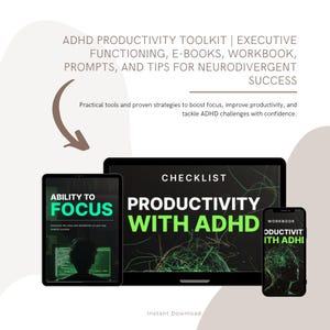 ADHD Productivity Toolkit | Executive Functioning, E-Books, Workbook, Prompts, and Tips for Neurodivergent Success