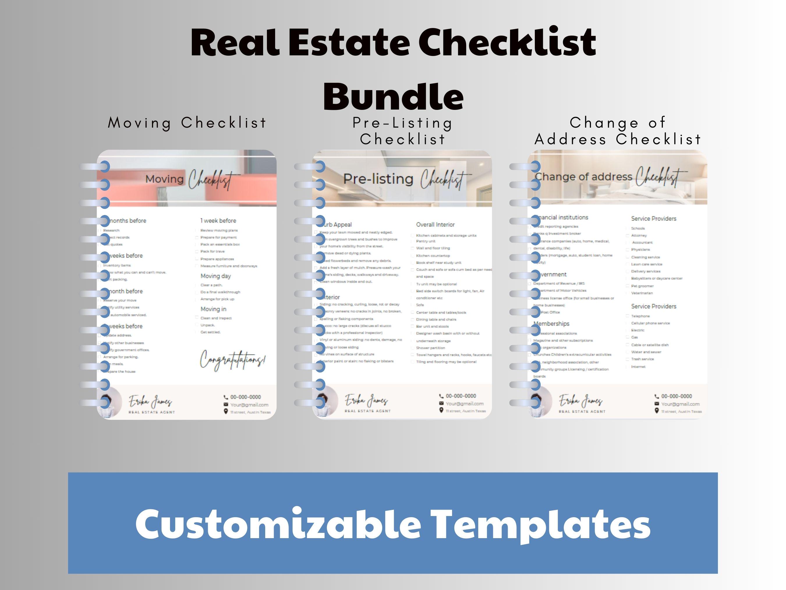 Real Estate Checklist Bundle | Editable Canva Templates for Realtors ...