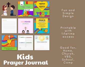 Kids Prayer Journal Printable | Editable Canva Template for Children | Fun Faith-Based Activity | Christian Prayer & Gratitude Journal