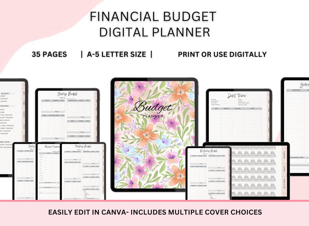2025 Financial Budget Planner | Editable Canva Template | Monthly ...