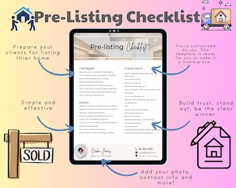 Pre-Listing Checklist Template | Editable Canva Design for Realtors | Printable Home Prep Guide to Boost Curb Appeal & Impress Buyers