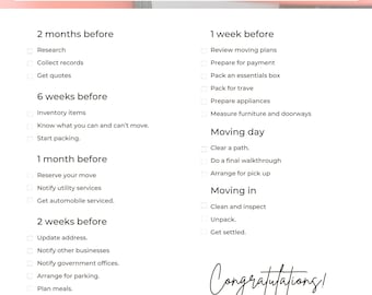 Moving Checklist Template | Editable Canva Design for Realtors & Clients | Printable, Customizable, and Easy-to-Use Moving Organizer