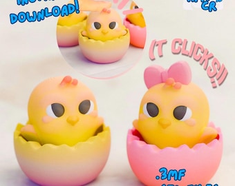 Pip the Clicker Chick STL & 3MF File - Cute 3D Printable Easter’s Day Gift - Chibi Clicker Chick for 3D Printing