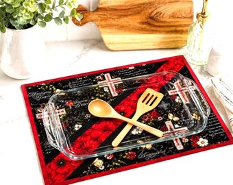 Amazing Grace Handmade Quilted Hot Pad | Oversized Quilted Trivet | Christian Kitchen Decor