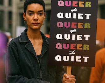 反トランプ抗議看板：QUEER ≠ QUIET（政治集会用看板、印刷可能なポスター） - デジタルダウンロード