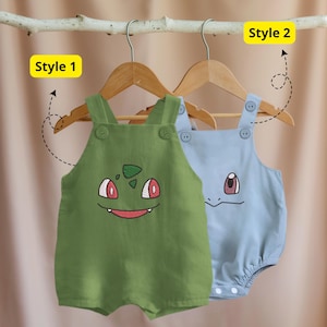 Mono bordado con cara de Poka personalizado, mono de lino, bonito regalo de cumpleaños para bebé, regalo para recién nacido