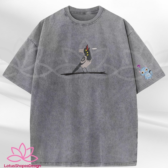 Embroidered Derpy Tiger and Bird Demon Hunter Washed TShirt, KPOP Band Huntrix Fan Shirt, Demon Hunters Tiger Tee, Saja Tee, Gift For Her