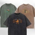 Personalized Dad PKM Embroidered Washed Shirt, Custom Anime Characters Embroidery, Pokedad Unisex Cotton Shirt