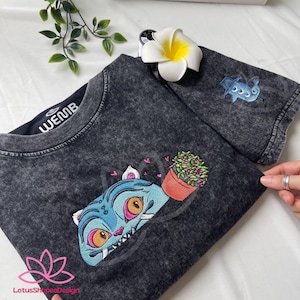 Embroidered Derpy Tiger and Bird Demon Hunter Washed TShirt, KPOP Band Huntrix Fan Shirt, Demon Hunters Tiger Tee, Saja Tee, Gift For Her