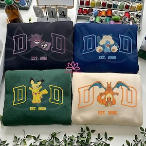 Custom PokaDad Embroidered Shirt Persionalized Anime Characters Sweatshirt Father’s Day Gift Birthday For Dad Pocket Beast