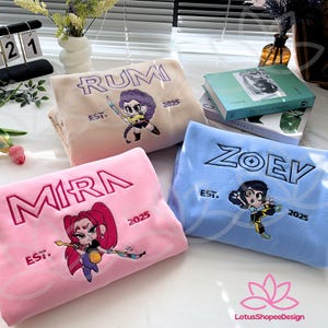 Huntrix Demon Hunter KPOP Band Huntrix Embroidered Shirt, Demon Hunters Derpy Tiger Tee, Huntrix Fan Shirt, Saja Tee, Gift For Her