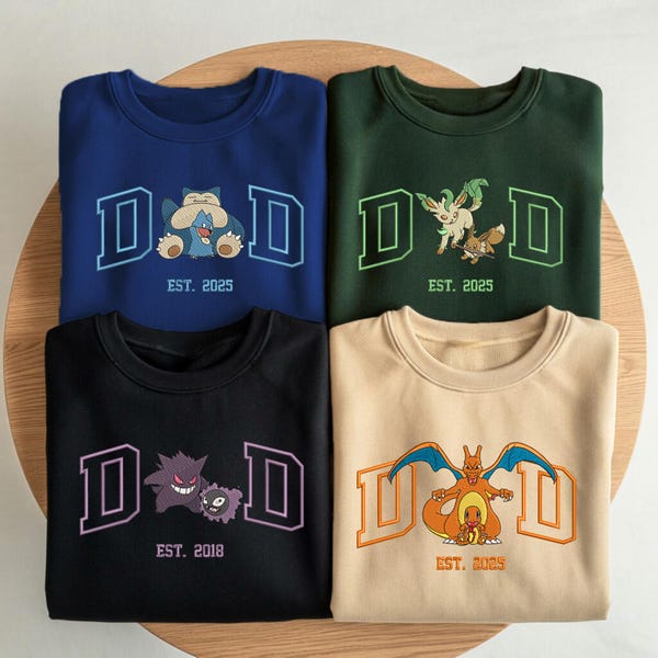 Personalisiertes PokaDad Shirt, personalisiertes Anime Charaktere Sweatshirt, Anime Vatertagsgeschenk, Geburtstagsgeschenk für Papa, Pocket Beast