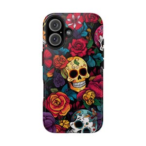 FESTIVE SKULLS TOUGH iPhone Cases Durable Protective Quality Phone Cases Colorful Symbolic Design Impact Resistant iPhone Cases Gift For