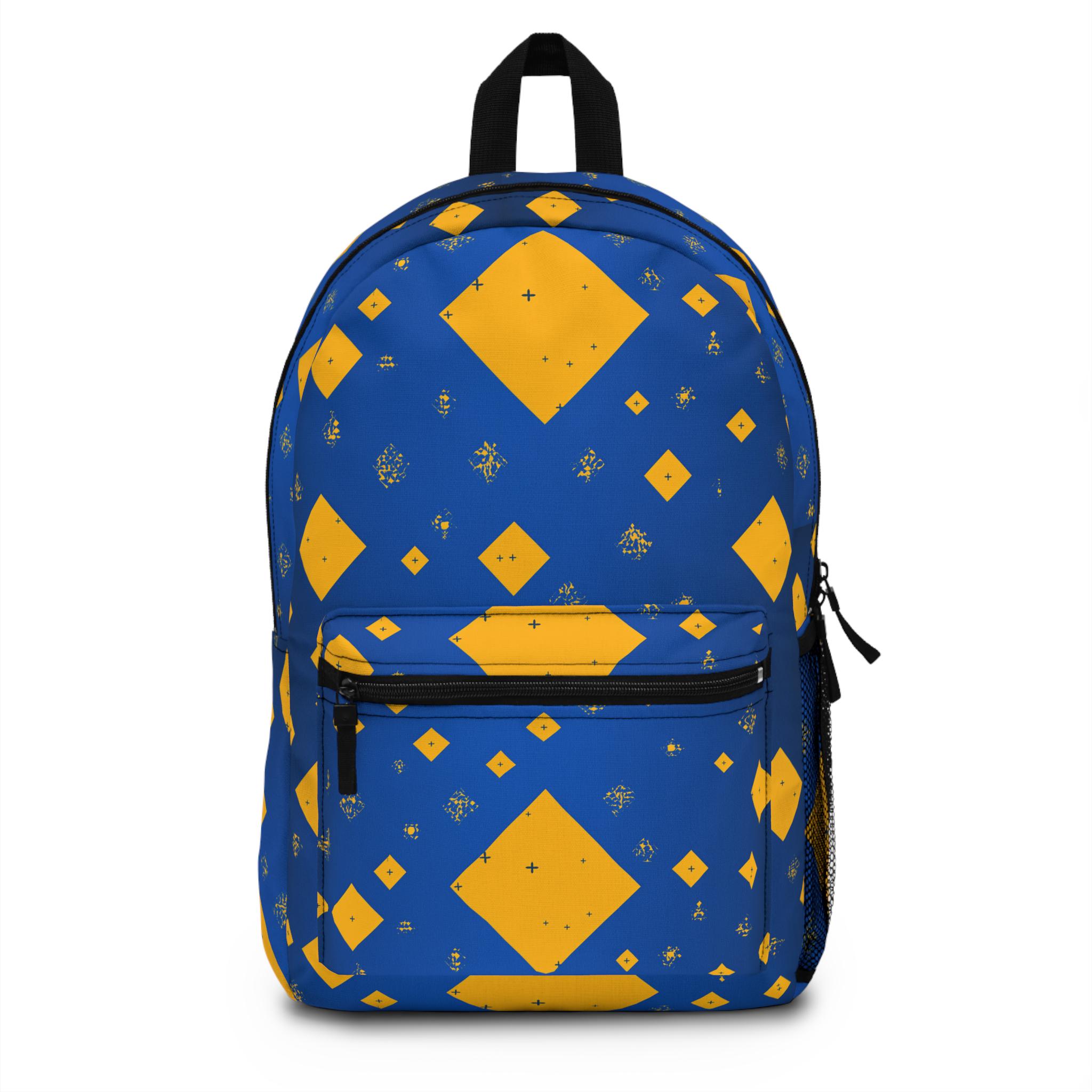 DIAMOND LOVE BACKPACK Blue Gold Color Scheme Roomy Durable 