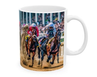 Horse Racing Ceramic Mug - Perfect Gift for Equestrian Lovers, Coffee Mug